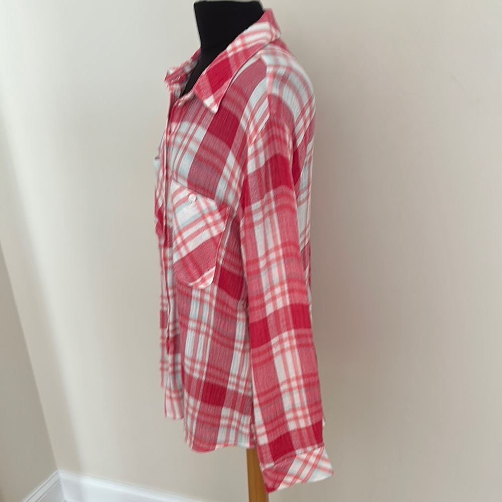 Sanctuary Red and White Plaid Button-Up Shirt - Picture 2 of 10